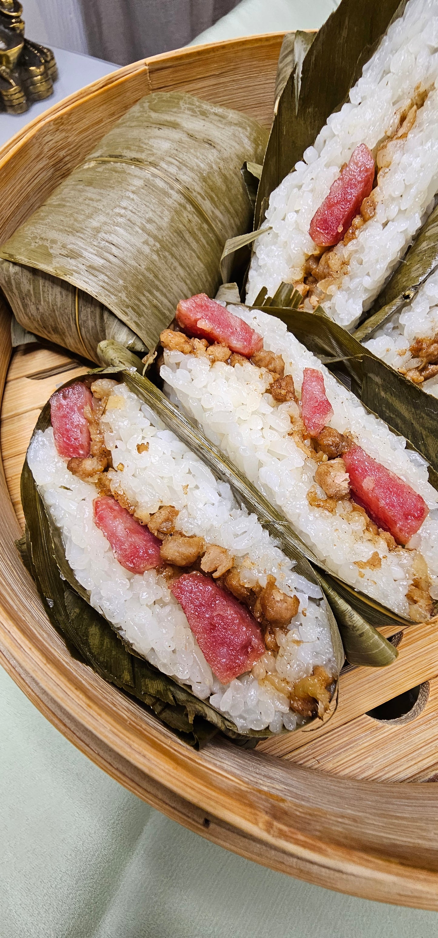 Bamboo Wrapped Pork Sticky Rice - 珍珠雞 (zan1 zyu1 gai1) - FROZEN
